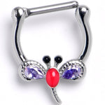 16G 5/16 Purple Gem Embellished Dragonfly Cartilage Clicker