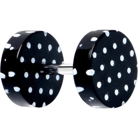 16G Black Acrylic Polka Dots White Cheater Plug Set