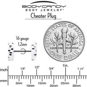 16G White Acrylic Polka Dots Black Cheater Plug Set