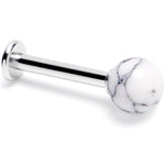 14G 3/8 White Howlite Natural Stone Labret Tragus Earring