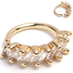 18G 5/16 Gold Toned Princess Cubic Zirconia Bendable Hoop