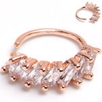 20G 5/16 Rose Gold Toned Princess Cubic Zirconia Bendable Hoop