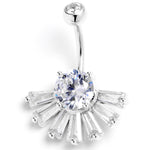 Clear CZ Gem Deco Elegance Fan Belly Ring