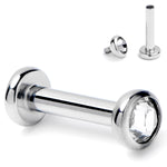 16G 1/4 Clear CZ Gem ASTM F-136 Implant Grade Titanium Internally Threaded Labret