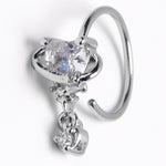 20G 5/16 Clear Heart Dangle Conch Hoop Septum Ring Cartilage Helix Hoop Earring