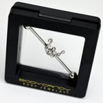 14G Clear Gem Scrolling Elegance Industrial Barbell 38mm