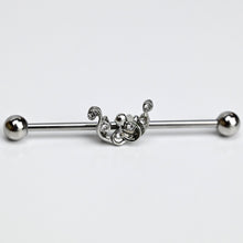 14G Clear Gem Scrolling Elegance Industrial Barbell 38mm