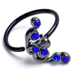20G 5/16 Blue Gem Black Scrolling Elegance Nose Hoop