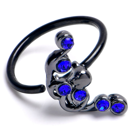 20G 5/16 Blue Gem Black Scrolling Elegance Nose Hoop
