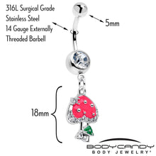 Clear Gem Glamour Shroom Mushroom Dangle Belly Ring