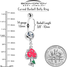 Clear Gem Glamour Shroom Mushroom Dangle Belly Ring