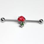 14G Clear Gem Glamour Shroom Dangle Industrial Barbell 38mm