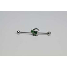14G Green Gem Dragonfly Moon Opulence Industrial Barbell 38mm
