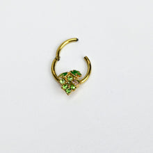 16G 3/8 Green Gem Gold Tone Butterfly Grapes Hinged Segment Ring