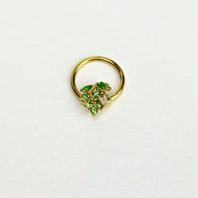 16G 3/8 Green Gem Gold Tone Butterfly Grapes BCR Captive Ring