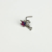 20G 7mm Clear Gem Purples Dazzling Butterfly L Shape Nose Ring