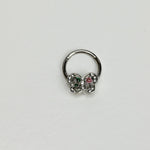 16G 3/8 Clear Pink Gem Floral Butterfly Style Hinged Segment Ring