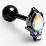 16G 1/4 Aurora Gem Black Dream Drop Cartilage Tragus Earring