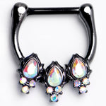 16G 5/16 Aurora CZ Gem Black Dream Drops Cartilage Clicker Ring