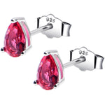 4mm CZ Pear 925 Sterling Silver July Birthstone Stud Earrings