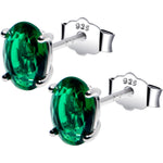 5mm CZ  Oval 925 Sterling Silver May Birthstone Stud Earrings