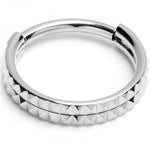 16G 3/8 Pyramid Cut Double Hoop 316L Surgical Steel Hinged Segment Ring