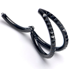 16G 3/8" Black PVD Double Spike Precision Hinged Segment Ring