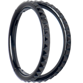 16G 3/8" Black PVD Double Spike Precision Hinged Segment Ring