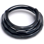 16G 5/16 Black PVD Faceted Triple Stack Hoop Titanium Hinged Segment Ring