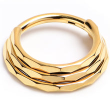 16G 3/8 Gold PVD Faceted Triple Stack Hoop Titanium Hinged Segment Ring