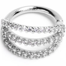 16G 5/16 Clear CZ Gem Faux Triple Hoop Closure Ring