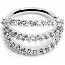 18G 5/16 Clear CZ Gem Faux Triple Hoop Closure Ring
