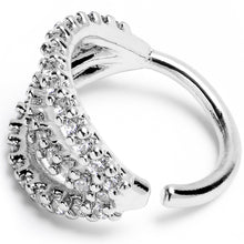18G 5/16 Clear CZ Gem Faux Triple Hoop Closure Ring