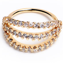 20G 5/16 Clear CZ Gem Gold Tone Faux Triple Hoop Nose Hoop