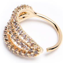 20G 5/16 Clear CZ Gem Gold Tone Faux Triple Hoop Nose Hoop