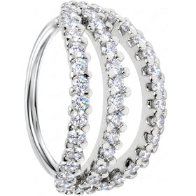 20G 5/16 Clear CZ Gem Faux Triple Hoop Nose Hoop