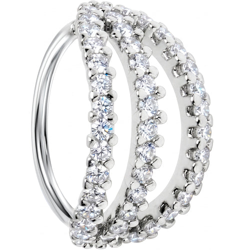 20G 5/16 Clear CZ Gem Faux Triple Hoop Nose Hoop