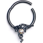 16G 3/8 Orange Gem Black Majestic Dragon Hinged Segment Ring