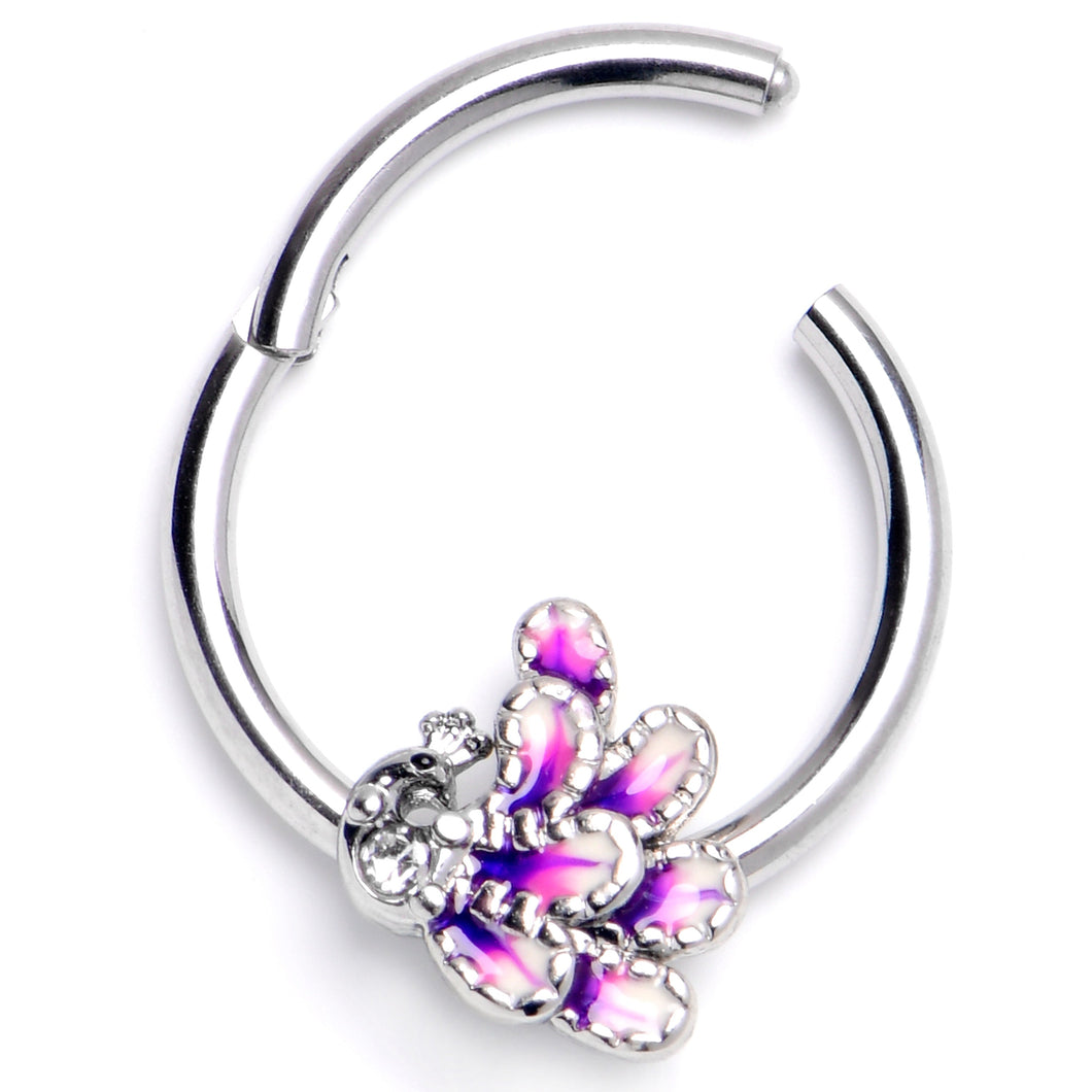 16G 3/8 Peacock Purple Hinged Segment Ring