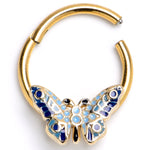 16G 3/8 Gold Tone Evening Butterfly Hinged Segment Ring
