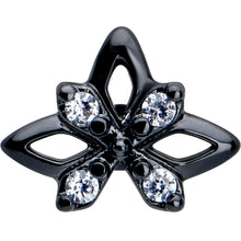 16G Clear CZ Gem Black Gothic Star Flat Back Earring