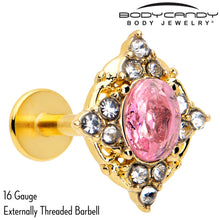 16G Pink Tourmaline Gold Tone Wondrous Glam Flat Back Earring