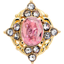 16G Pink Tourmaline Gold Tone Wondrous Glam Flat Back Earring