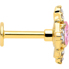 16G Pink Tourmaline Gold Tone Wondrous Glam Flat Back Earring