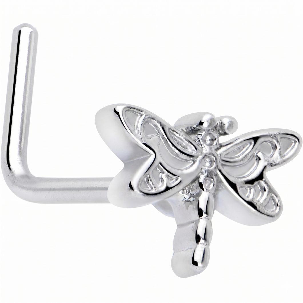 20G 7mm Dragonfly Colors L Shape Nose Ring