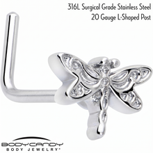 20G 7mm Dragonfly Colors L Shape Nose Ring