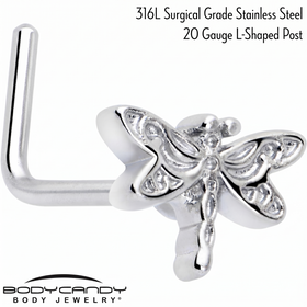 20G 7mm Dragonfly Colors L Shape Nose Ring