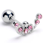 16G 1/4 Pink Gem Scrolling Elegance Cartilage Tragus Earring