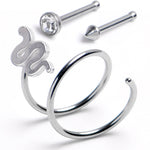 20G Nose Bone Snake Twister Double Nose Hoop Ring 3 Pack