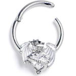 16G 3/8 Clear Gem Heart ofDragon Hinged Segment Ring